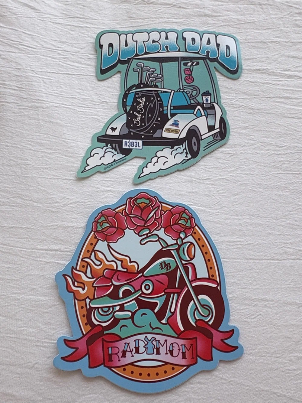 Rad Mom Dutch Dad Bad Birdie Golf Collab Dutch Bros Stickers